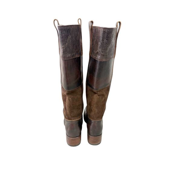 FRYE Womens Samantha Knee High Patchwork Riding Brown Boots Boho Leather 9 M - Picture 3 of 12